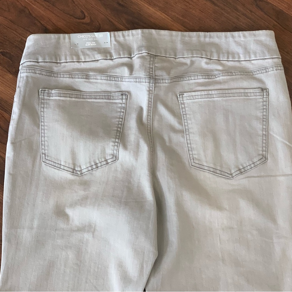 CHICO’S Gray Jeans Slim Boot Size 16 Regular 3 Pull-on Waist High Rise NWT - Picture 6 of 11